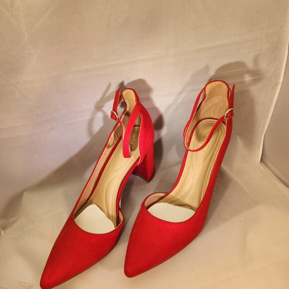 New Closed Toe Pumps 3-Inch Chunky Heels Pumps Ankle Strap Dress Wedding Shoes - Picture 4 of 9